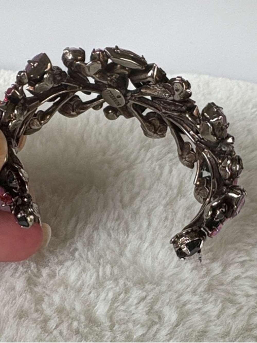 Vintage Sorrelli Pink and Black Crystal Cuff Bracelet - Picture 9 of 14